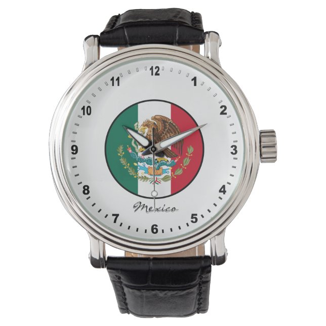 Elegant Mexico Watch & Mexican Flag Armbanduhr (Vorderseite)