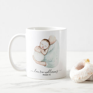 Elegant Midfrau Doula Niedlich Baby Nurse Watercol Kaffeetasse