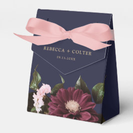 Elegant Midnight Blue Burgundy Floral Wedding Geschenkschachtel