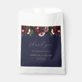 Elegant Midnight Blue Burgundy Floral Wedding Geschenktütchen