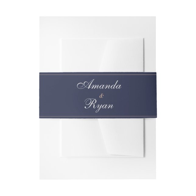 Elegant Midnight Blue Script Wedding Einladungsbanderole (Vorderseite Beispiel)