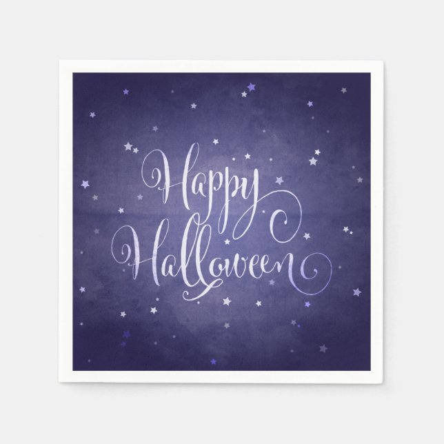 Elegant Midnight Blue Stars Happy Halloween Serviette (Vorderseite)