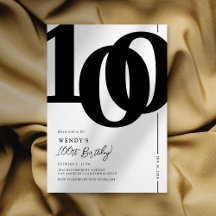 Elegant Milestone 100. Geburtstagsparty Einladung