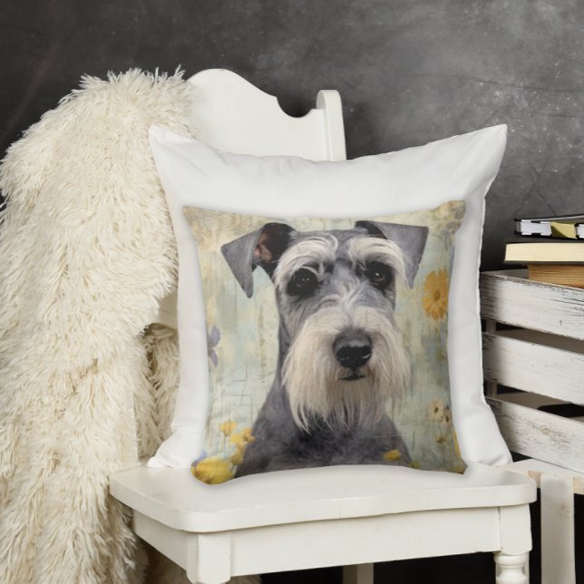 Elegant Mini Schnauzer Kissen (Add some cuteness to your home decor with this pretty Schnauzer throw pillow.)