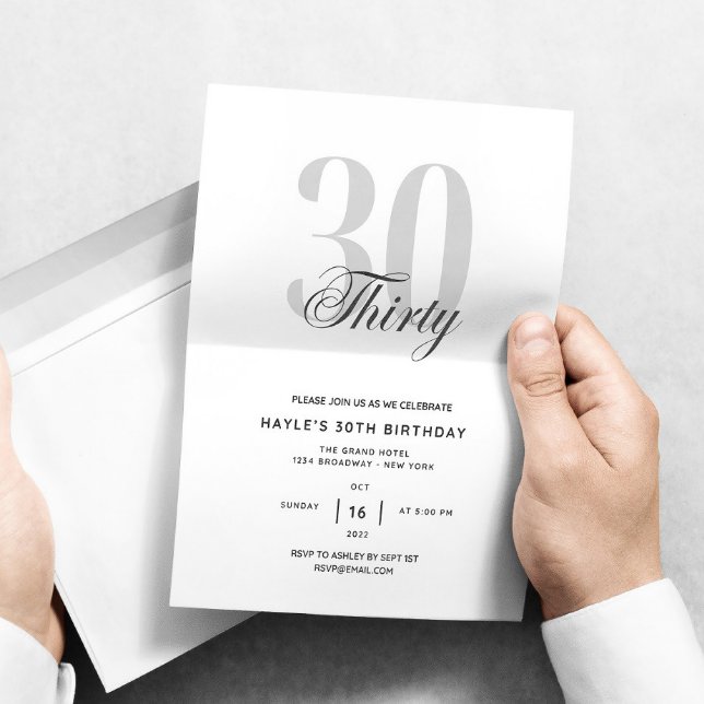 Elegant Minimal 30. Geburtstag Party Einladung (Von Creator hochgeladen)