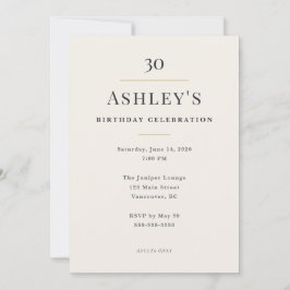 Elegant Minimal 30th Birthday Celebration Einladung