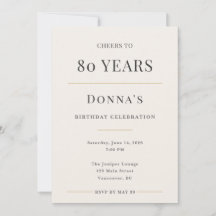Elegant Minimal 80th Birthday Celebration
