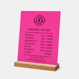 Elegant Minimal Bight Pink Business Opening Hours Acrylschild