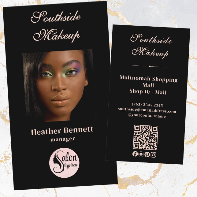 Elegant Minimal Black Makeup Artist QR Business  Visitenkarte (Von Creator hochgeladen)