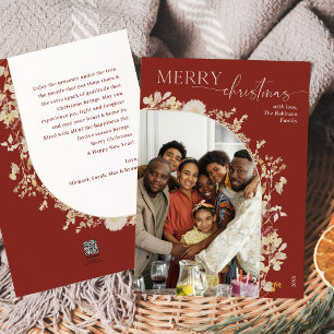 Elegant Minimal Boho Red Christmas Foto Feiertagskarte