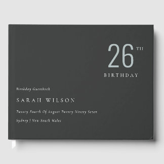 Elegant Minimal Bold Black Blue jedes Alter Geburt Gästebuch