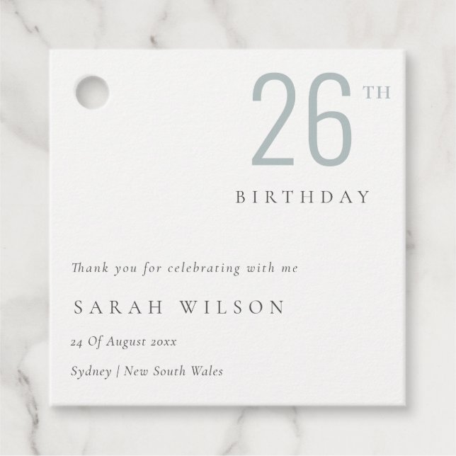 Elegant Minimal Bold Dusky Blau jedes Alter Geburt Geschenkanhänger (Vorderseite)