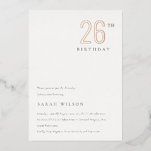 Elegant Minimal Bold Roségold Geburtstag Für Jedes Folieneinladung