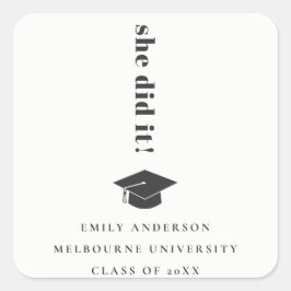 Elegant Minimal Bold Typografy Graduation Cap Quadratischer Aufkleber