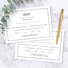 Elegant Minimal Border Black and White Wedding RSVP Karte