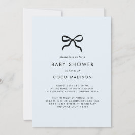 Elegant Minimal Bow Boy Baby Shower Invitation Einladung