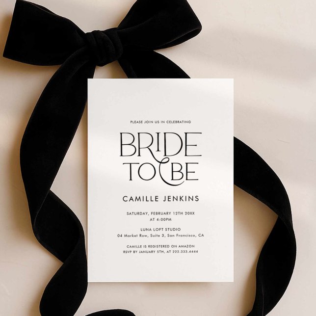 Elegant Minimal Bridal Shower Invitation Einladung (Minimal Black and White Bridal Shower Invite)