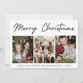 Elegant Minimal Christmas | Modern Family 3 Photo Feiertagskarte