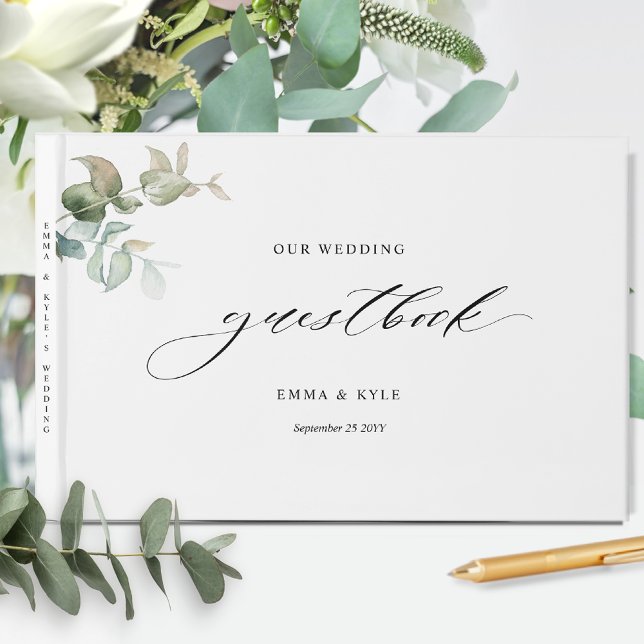 Elegant Minimal, Eukalyptus Greenerity Wedding Gästebuch (Von Creator hochgeladen)