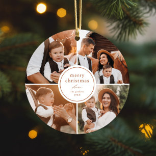 Elegant Minimal Frohe Weihnachtsfoto Collage Ornament Aus Metall