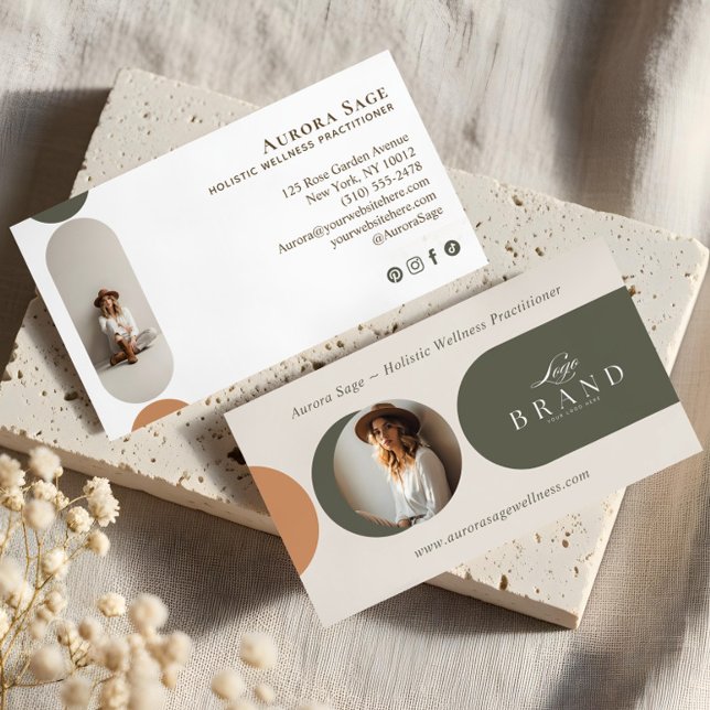 Elegant Minimal Holistic Celestial Moon Photo Luxe Visitenkarte (Elegant Minimal Holistic Celestial Moon Photo Luxe Business Card)