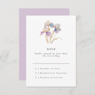 Elegant Minimal Iris Floral RSVP Karte