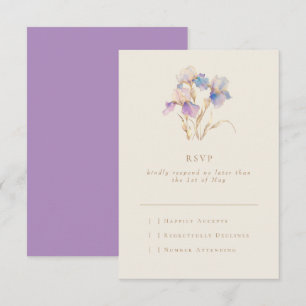 Elegant Minimal Iris Floral RSVP Karte