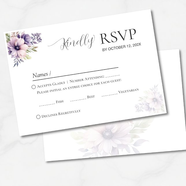 Elegant Minimal Lavender Floral Wedding RSVP  (Von Creator hochgeladen)
