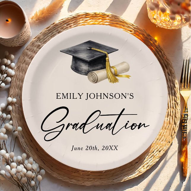Elegant Minimal Minimalist Graduation Pappteller (Von Creator hochgeladen)