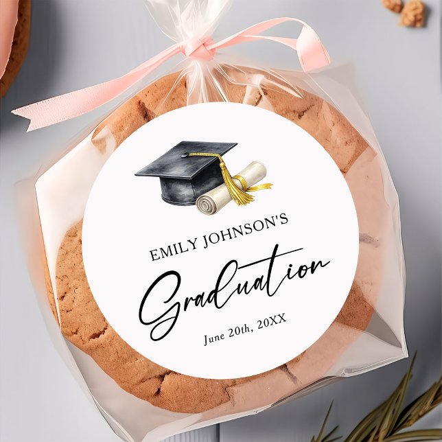 Elegant Minimal Minimalist Graduation Runder Aufkleber (Von Creator hochgeladen)