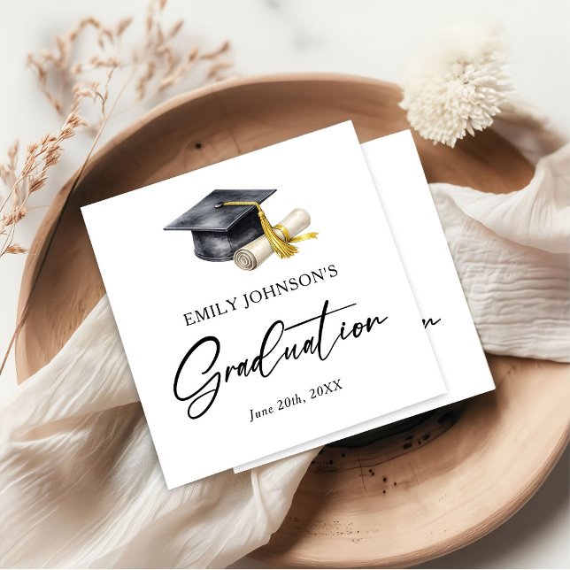 Elegant Minimal Minimalist Graduation Serviette (Von Creator hochgeladen)