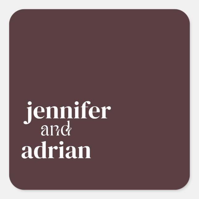Elegant Minimal Modern Wedding Envelope Square Quadratischer Aufkleber (Vorderseite)