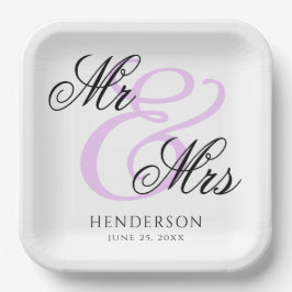 Elegant Minimal Mr. und Mrs. Wedding Napkins Pappteller