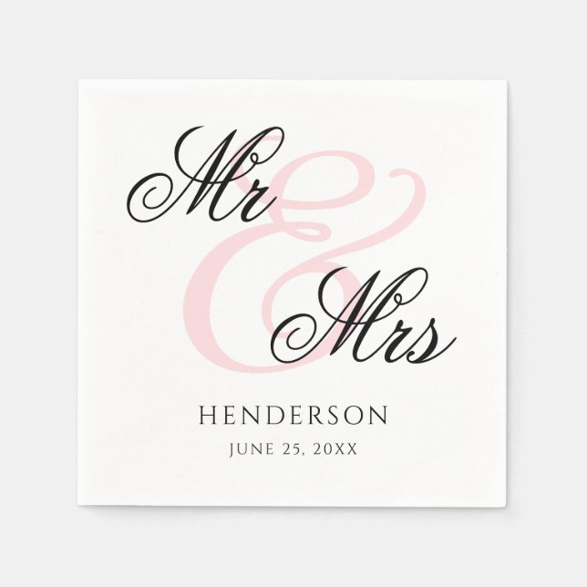 Elegant Minimal Mr. und Mrs. Wedding Napkins Serviette (Vorderseite)