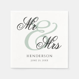 Elegant Minimal Mr. und Mrs. Wedding Napkins Serviette