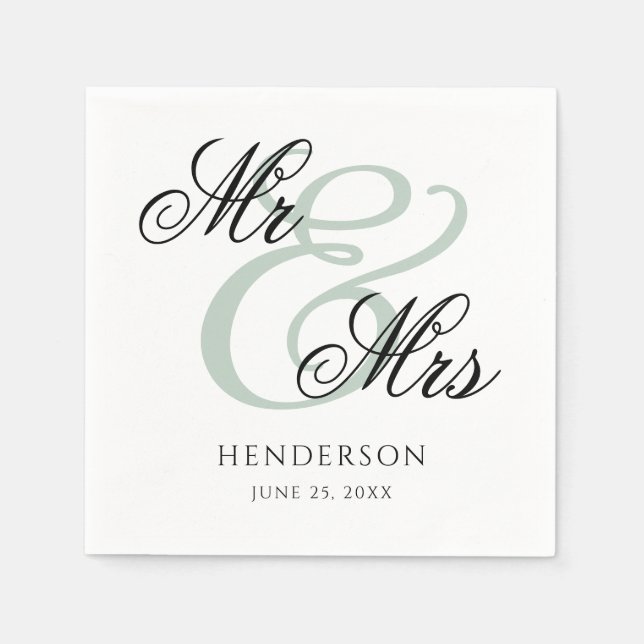 Elegant Minimal Mr. und Mrs. Wedding Napkins Serviette (Vorderseite)