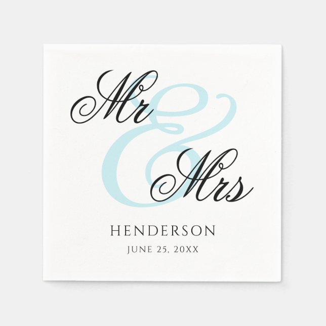 Elegant Minimal Mr. und Mrs. Wedding Napkins Serviette (Vorderseite)