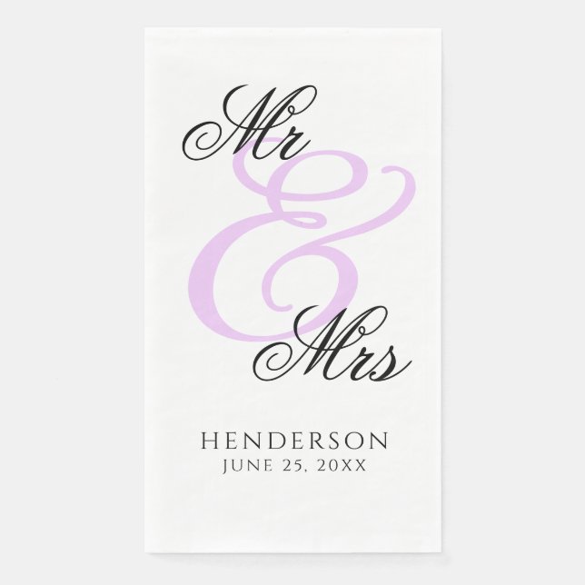 Elegant Minimal Mr. und Mrs. Wedding Napkins Serviette (Vorderseite)