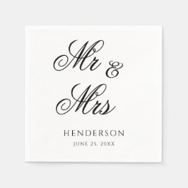 Elegant Minimal Mr. und Mrs. Wedding Napkins Serviette