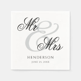 Elegant Minimal Mr. und Mrs. Wedding Napkins Serviette