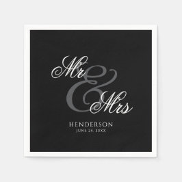 Elegant Minimal Mr. und Mrs. Wedding Serviette