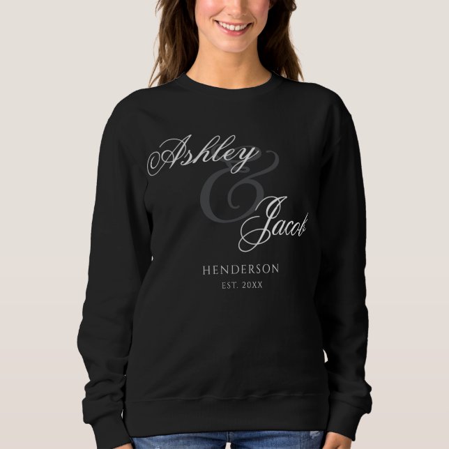 Elegant Minimal Mr. und Mrs. Wedding Sweatshirt (Vorderseite)