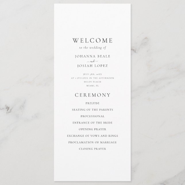 Elegant Minimal Palm Tree Wedding Program Programm (Vorderseite)