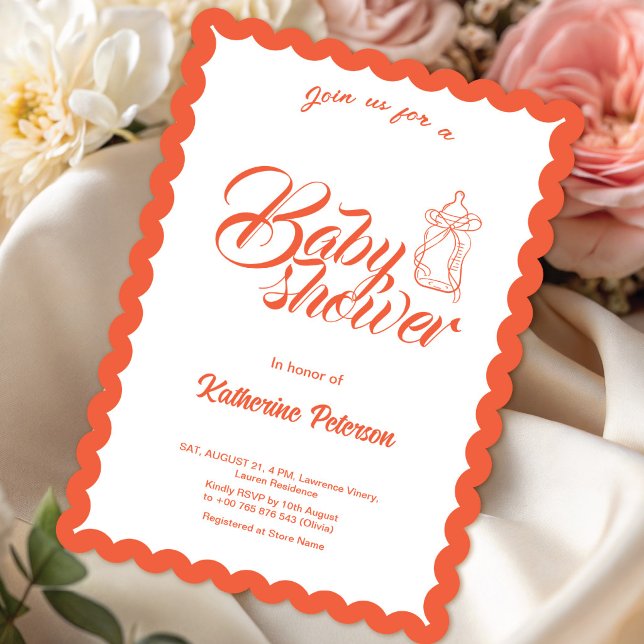 Elegant Minimal Scalloped Baby Shower Invitation Einladung (Von Creator hochgeladen)