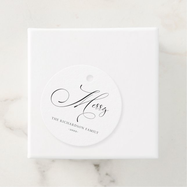 Elegant Minimal Script Frohe Weihnachtsgrüße Geschenkanhänger (Beispiel)