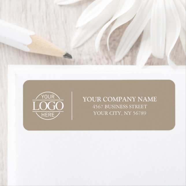 Elegant Minimal Taupe Business Logo Return Address (Insitu)