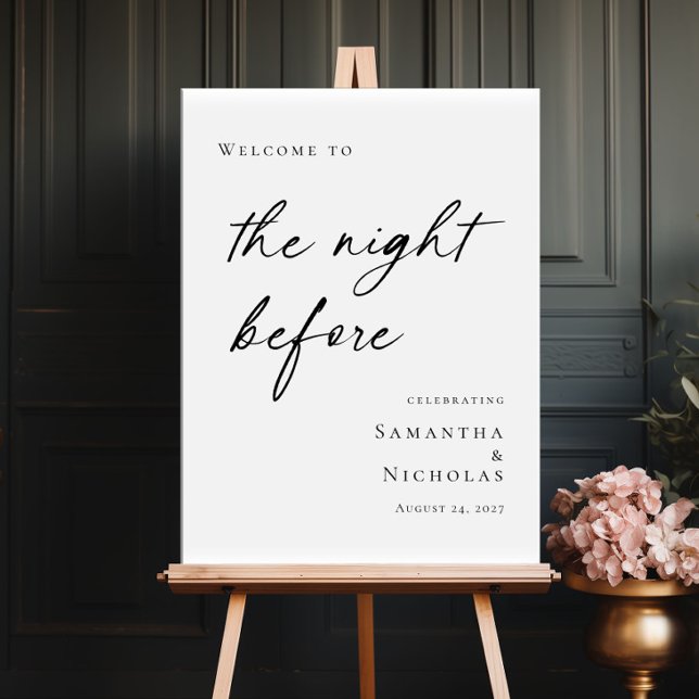 Elegant minimal The Night Before Rehearsal welcome Poster (Von Creator hochgeladen)