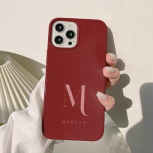 Elegant & Minimal Tiefrotes Monogramm Case-Mate iPhone Hülle
