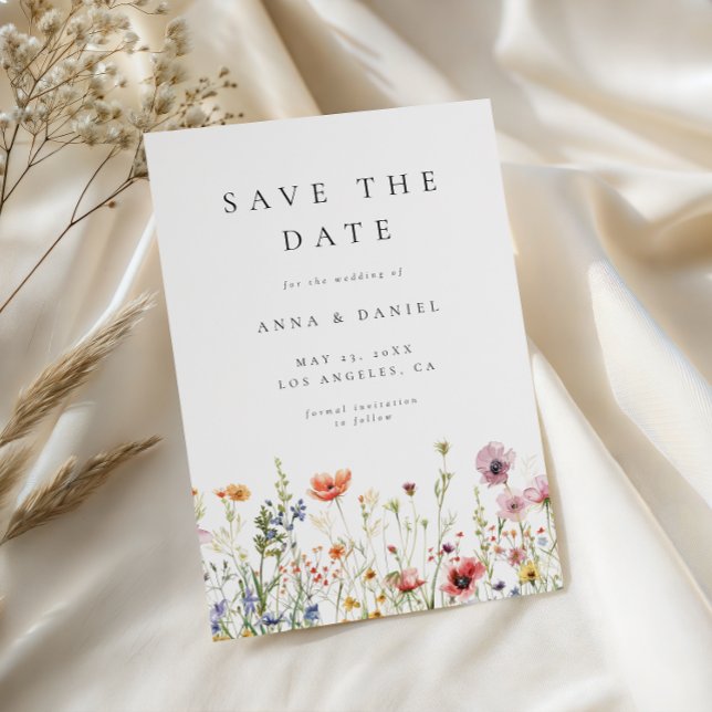 Elegant Minimal Wildflower Wedding Save The Date (Von Creator hochgeladen)