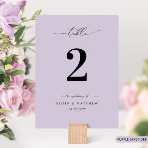Elegant, Minimale Lila Lila Hochzeit Tischnummer
